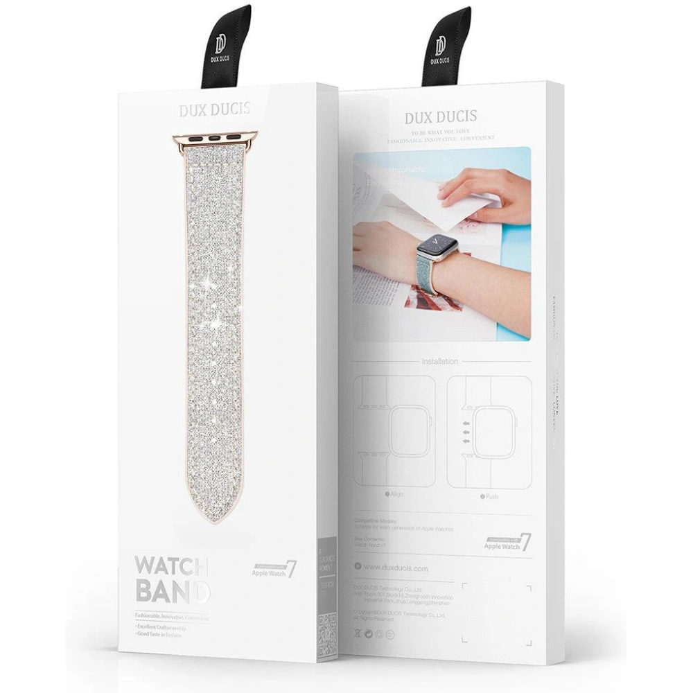 Pasek Dux Ducis Strap Apple Watch 4/5/6/7/8/9/SE/10 40/41/42mm biały (Sparkle Version)