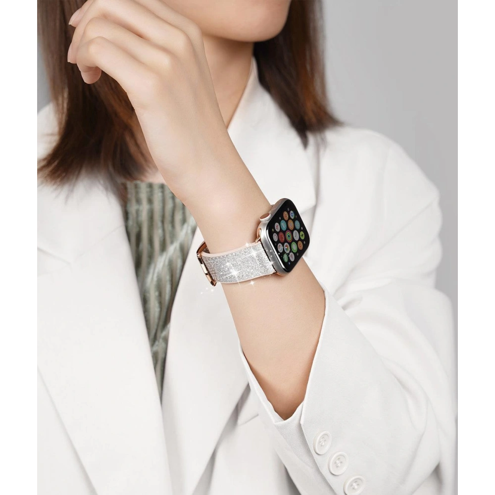 Pasek Dux Ducis Strap Apple Watch 4/5/6/7/8/9/SE/10 40/41/42mm biały (Sparkle Version)