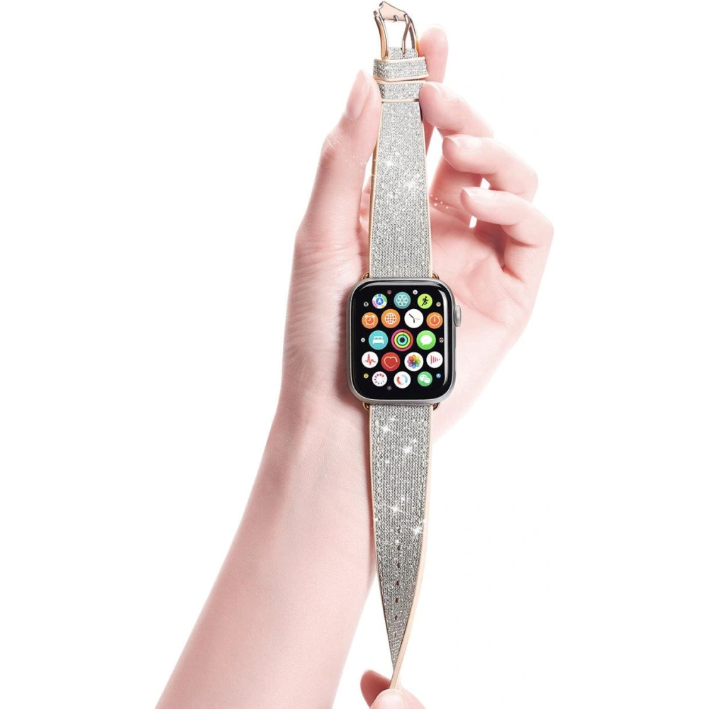 Pasek Dux Ducis Strap Apple Watch 4/5/6/7/8/9/SE/10 40/41/42mm biały (Sparkle Version)