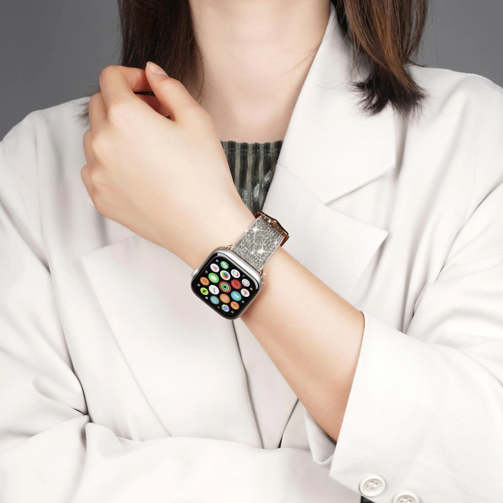 Pasek Dux Ducis Strap Apple Watch 4/5/6/7/8/9/SE/10 40/41/42mm srebrny (Sparkle Version)