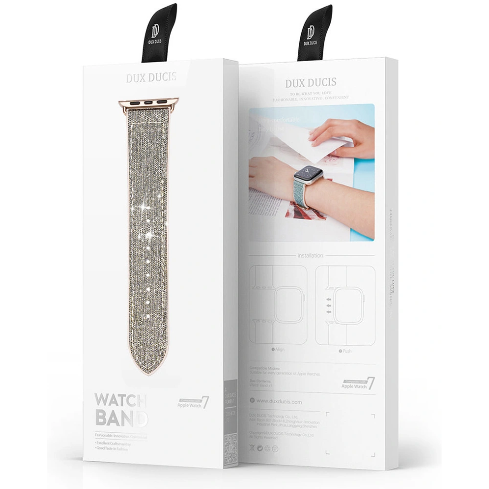 Pasek Dux Ducis Strap Apple Watch 4/5/6/7/SE/8/9/Ultra 44/45/49mm srebrny (Sparkle Version)