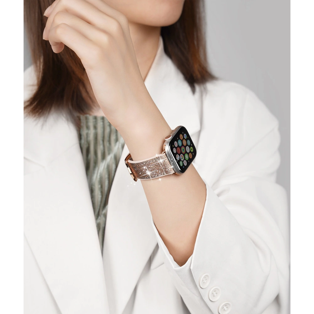 Pasek Dux Ducis Strap Apple Watch 4/5/6/7/SE/8/9/Ultra 44/45/49mm złoty (Sparkle Version)