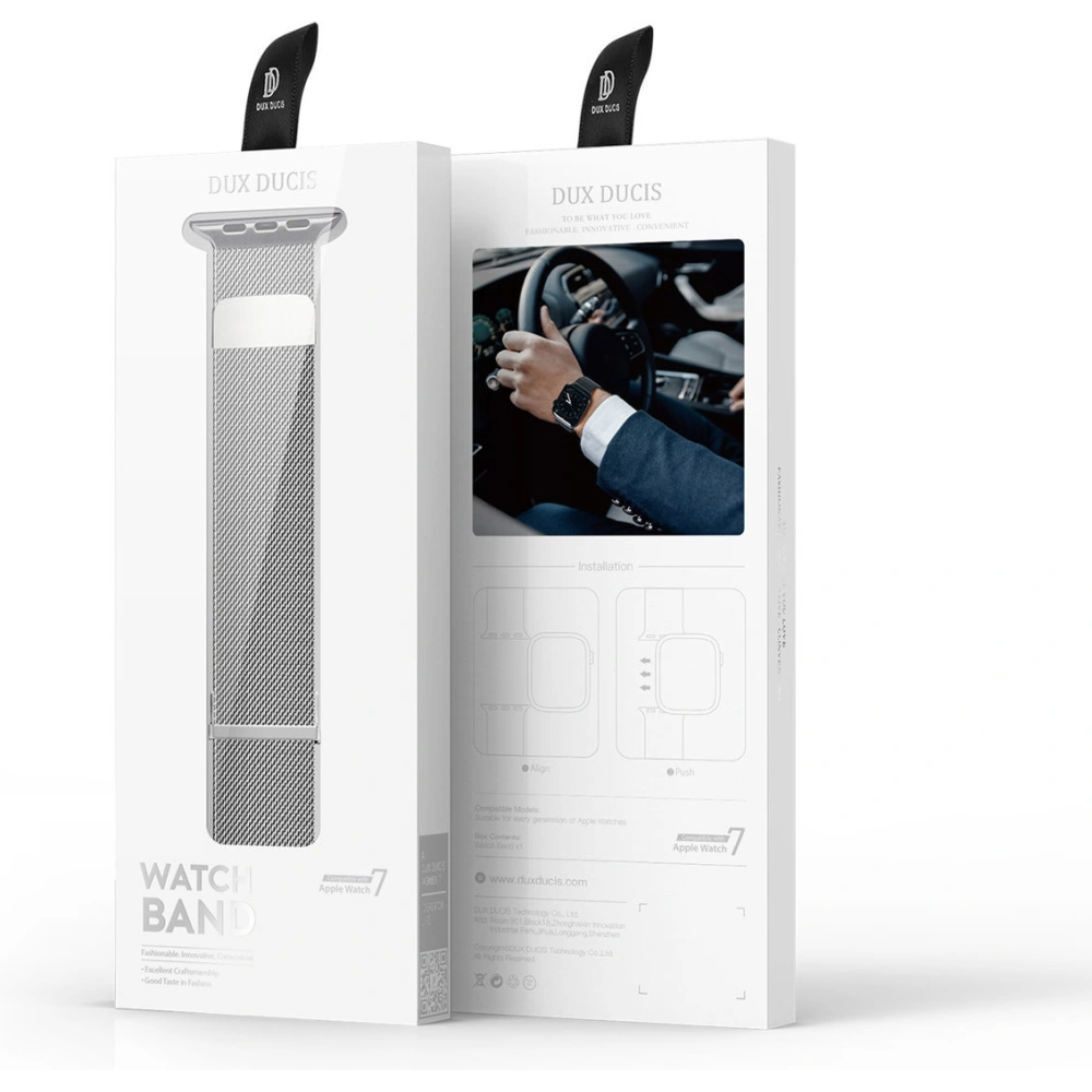 Pasek Dux Ducis Magnetic Strap Apple Watch 4/5/6/7/SE/8/9/Ultra 44/45/49mm srebrny (Milanese Version)