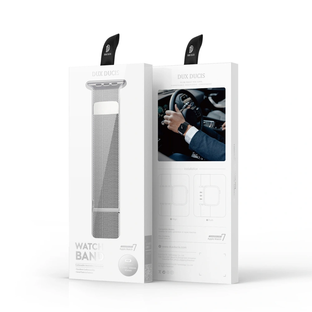 Pasek Dux Ducis Magnetic Strap Apple Watch 4/5/6/7/8/9/SE/10 40/41/42mm srebrny (Milanese Version)