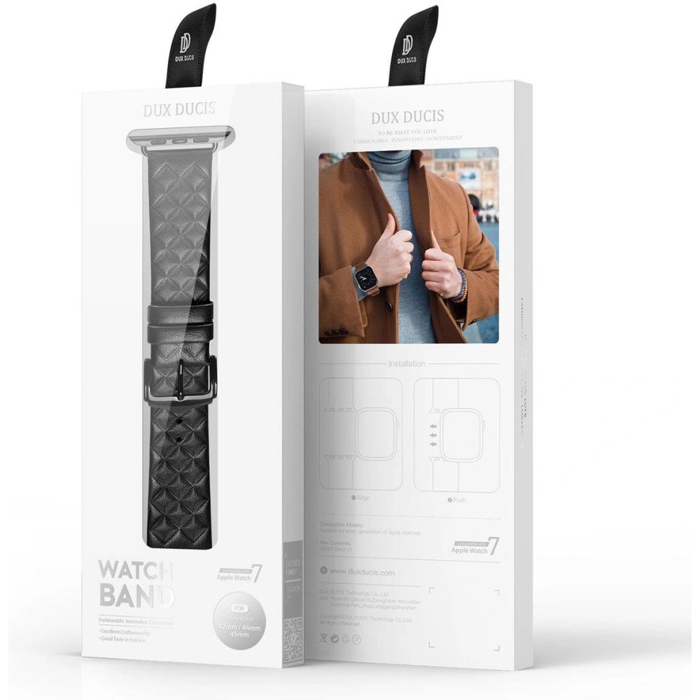Pasek Dux Ducis Leather Strap Apple Watch 4/5/6/7/8/9/SE/10 40/41/42mm czarny (Enland Version)
