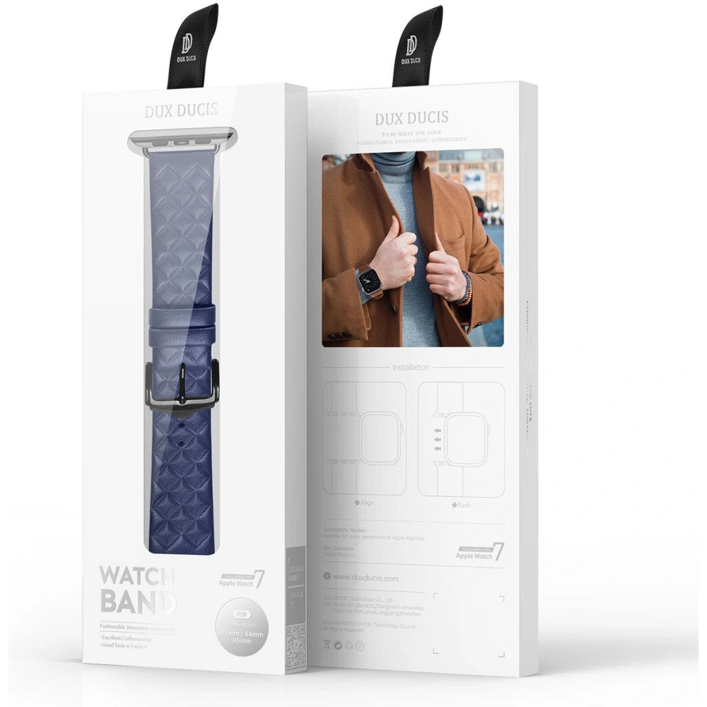 Pasek Dux Ducis Leather Strap Apple Watch 4/5/6/7/8/9/SE/10 40/41/42mm niebieski (Enland Version)