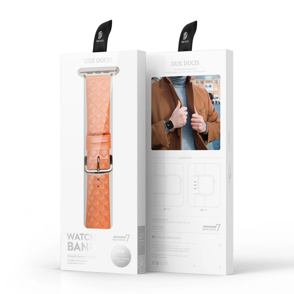 Pasek Dux Ducis Leather Strap Apple Watch 4/5/6/7/8/9/SE/10 40/41/42mm pomarańczowy (Enland Version)
