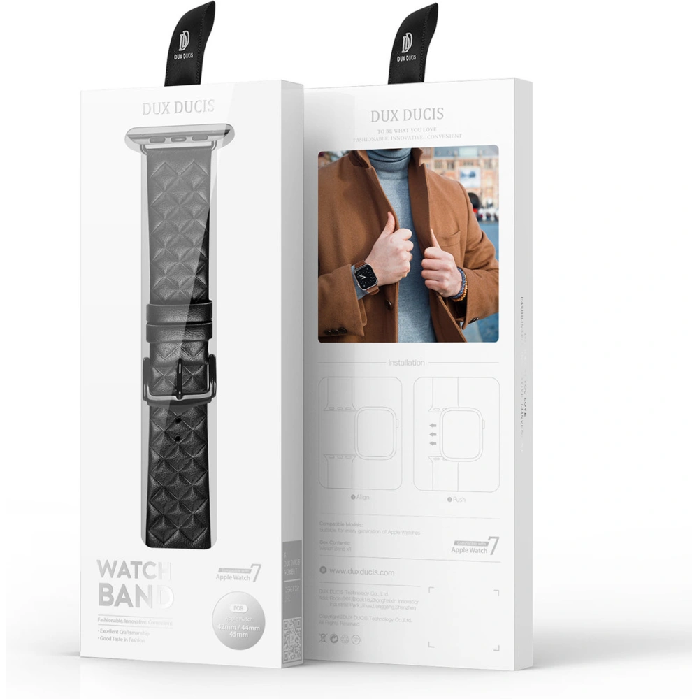 Pasek Dux Ducis Leather Strap Apple Watch 4/5/6/7/SE/8/9/Ultra 44/45/49mm czarny (Enland Version)