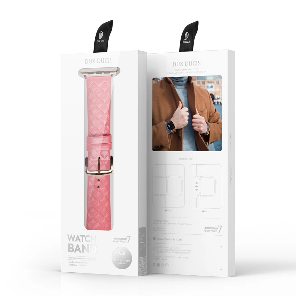 Pasek Dux Ducis Leather Strap Apple Watch 4/5/6/7/SE/8/9/Ultra 44/45/49mm czerwony (Enland Version)