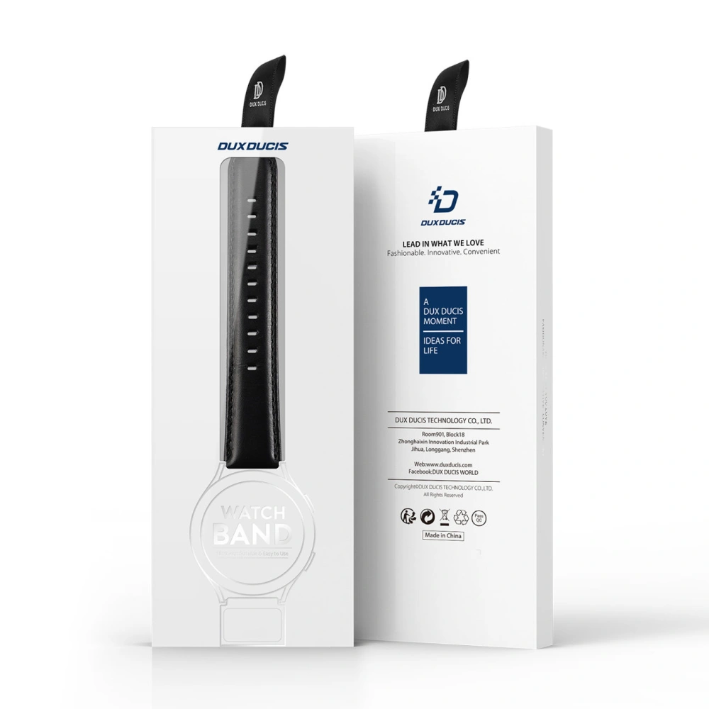 Pasek Dux Ducis Leather Strap Samsung Galaxy Watch/Huawei Watch/Honor Watch (20mm) czarny (Business Version)