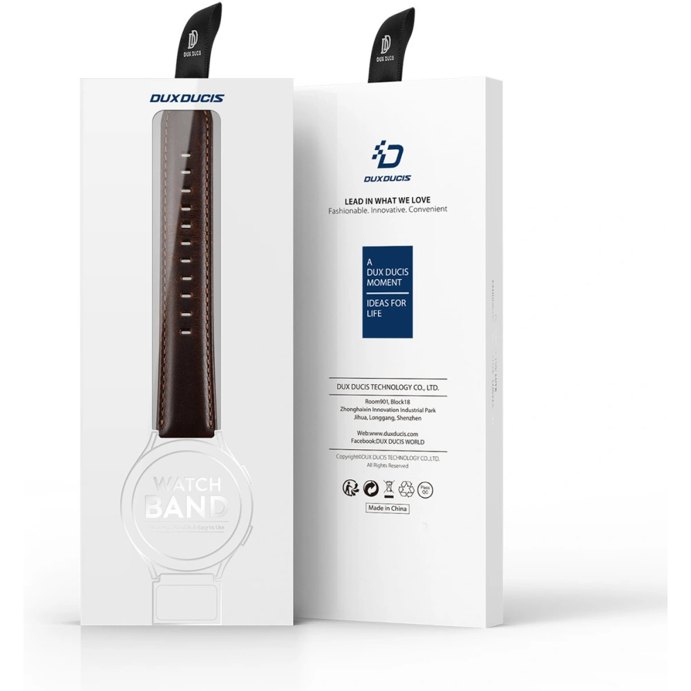 Pasek Dux Ducis Leather Strap Samsung Galaxy Watch/Huawei Watch/Honor Watch/Xiaomi Watch (22mm) ciemnobrązowy (Business Version)