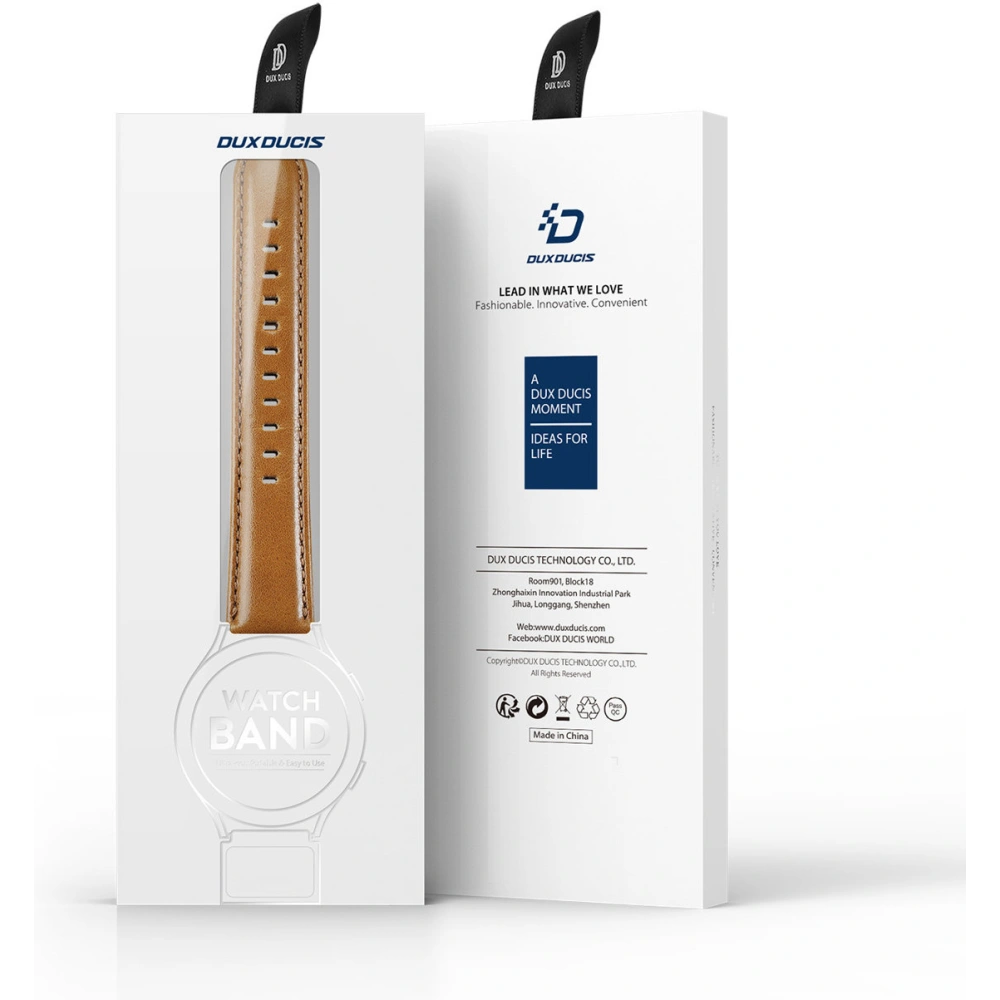 Pasek Dux Ducis Leather Strap Samsung Galaxy Watch/Huawei Watch/Honor Watch/Xiaomi Watch (22mm) brązowy (Business Version)