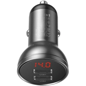 Kup Ładowarka samochodowa Baseus Digital Display Dual USB 4.8A Car Charger 24W Grey - BSU089GRY - {ean13} - Sklep Home Screen