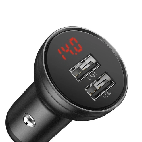 Kup Autoladegerät Baseus Digital Display Dual USB 4.8A Auto-Ladegerät 24W Grau - BSU089GRY - {ean13} - Sklep Home Screen