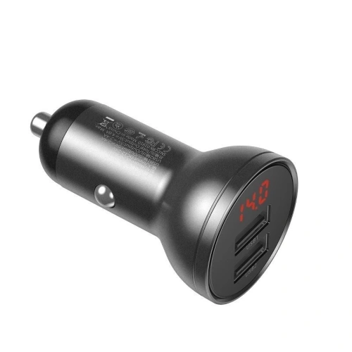 Kup Auto nabíječka Baseus Digitální displej Dual USB 4.8A Auto nabíječka 24W Šedá - BSU089GRY - {ean13} - Sklep Home Screen