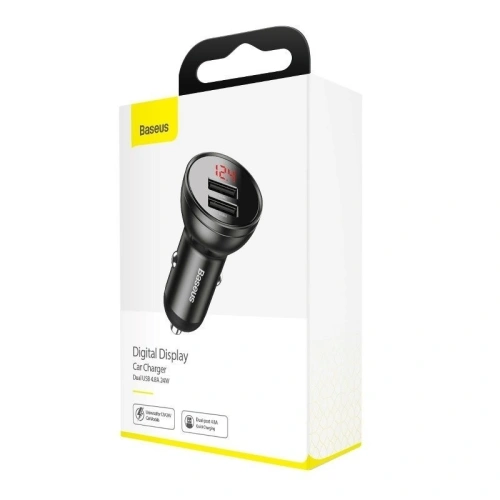 Kup Autoladegerät Baseus Digital Display Dual USB 4.8A Auto-Ladegerät 24W Grau - BSU089GRY - {ean13} - Sklep Home Screen