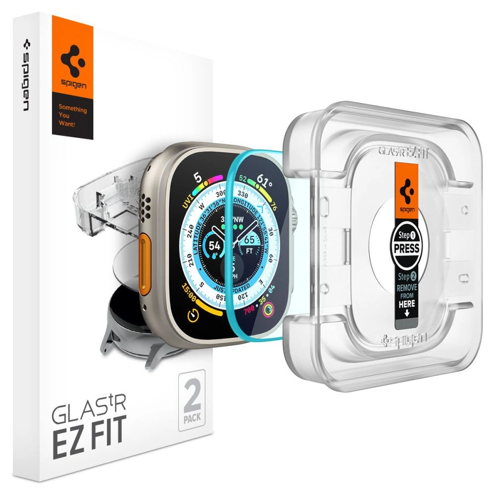 Szkło hartowane Spigen GLAS.tR ez Fit Apple Watch Ultra 1 / 2 / 3 49mm Clear [2 PACK]