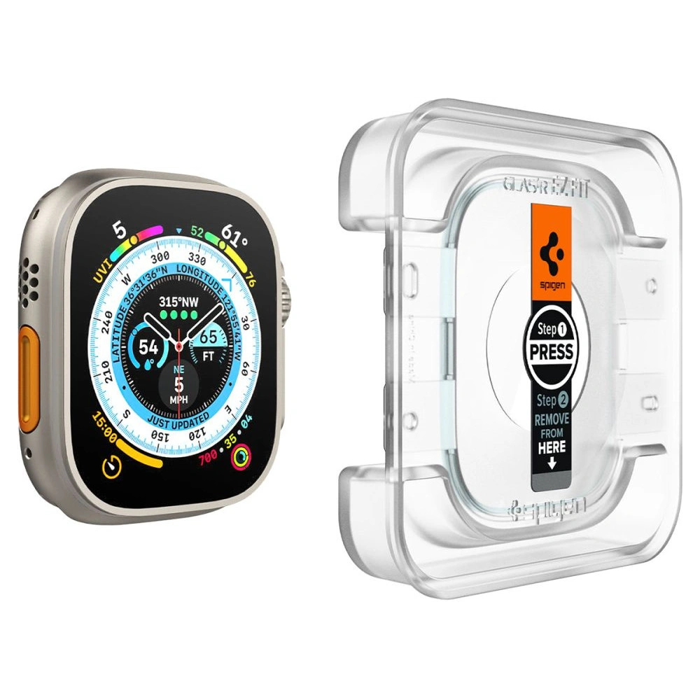 Szkło hartowane Spigen GLAS.tR ez Fit Apple Watch Ultra 1 / 2 / 3 49mm Clear [2 PACK]
