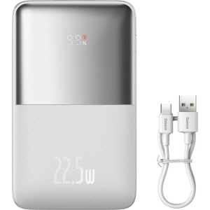 Powerbank Baseus Bipow Pro 20000mAh 22.5W + kabel USB-A/USB-C 3A 0.3m biały (PPBD030002)