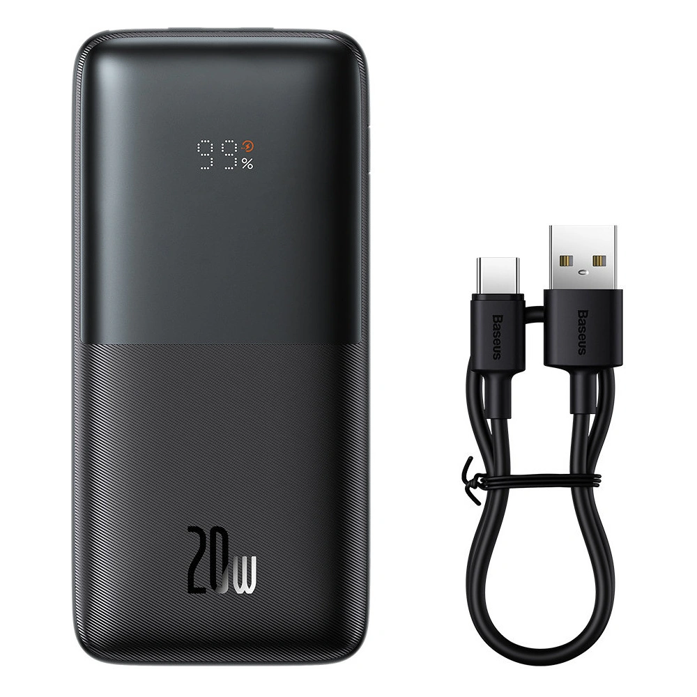 Powerbank Baseus Bipow Pro 10000mAh 20W + kabel USB-A/USB-C 3A 0.3m czarny