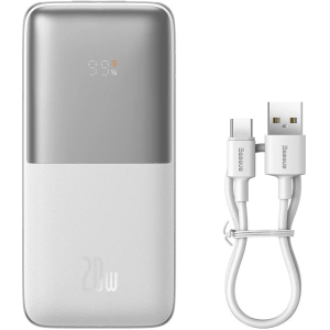 Powerbank Baseus Bipow Pro 10000mAh 20W + kabel USB-A/USB-C 3A 0.3m biały