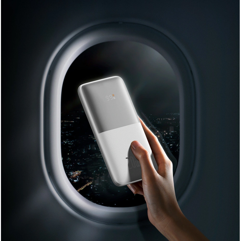 Powerbank Baseus Bipow Pro 10000mAh 20W + kabel USB-A/USB-C 3A 0.3m biały