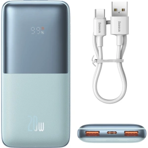 Powerbank Baseus Bipow Pro 10000mAh 20W + kabel USB-A/USB-C 3A 0.3m niebieski