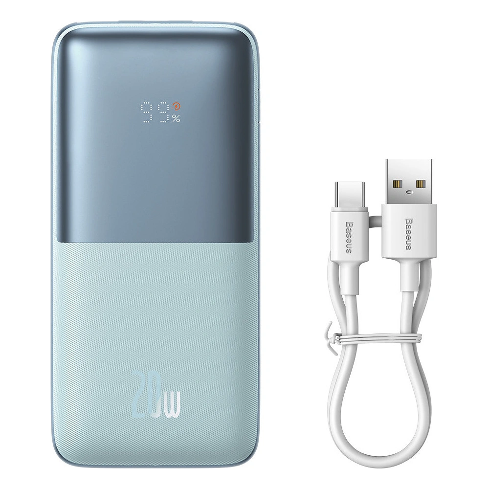 Powerbank Baseus Bipow Pro 10000mAh 20W + kabel USB-A/USB-C 3A 0.3m niebieski
