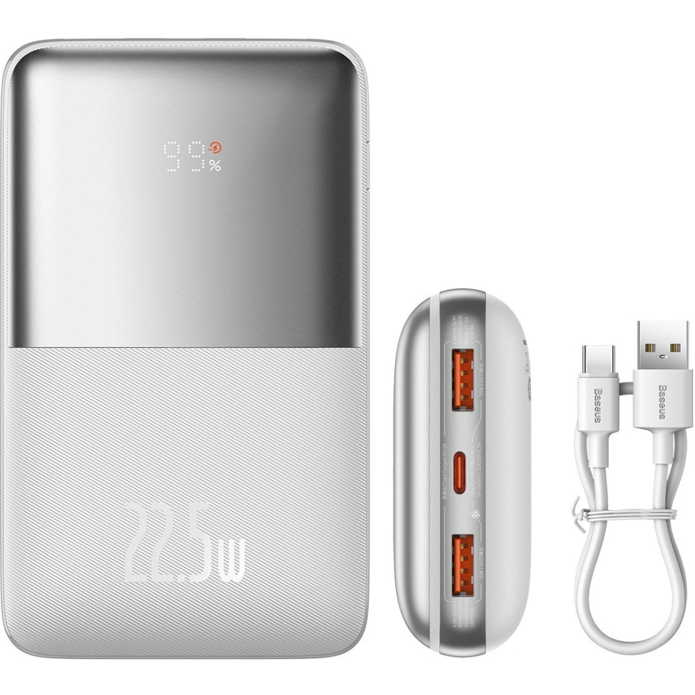 Powerbank Baseus Bipow Pro 20000mAh 22.5W + kabel USB-A/USB-C 3A 0.3m biały (PPBD040302)