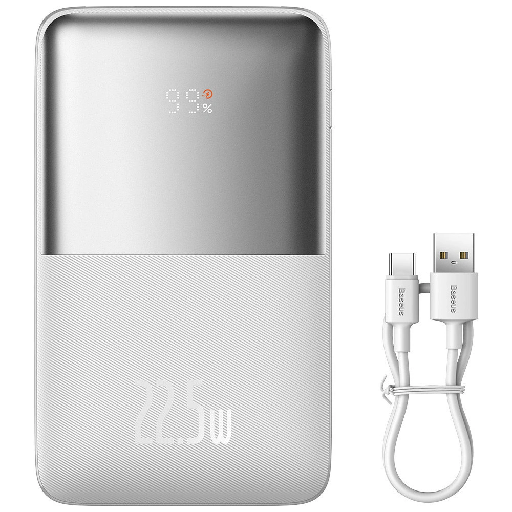 Powerbank Baseus Bipow Pro 20000mAh 22.5W + kabel USB-A/USB-C 3A 0.3m biały (PPBD040302)