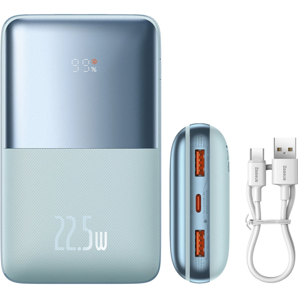 Powerbank Baseus Bipow Pro 20000mAh 22.5W + kabel USB-A/USB-C 3A 0.3m niebieski