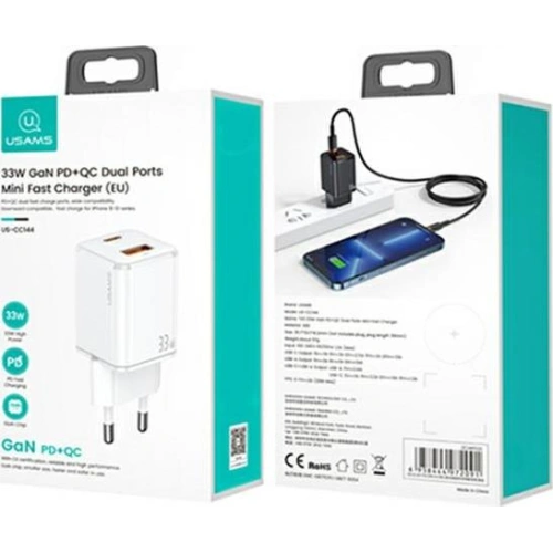 Kup Încărcător de rețea USAMS T43 1xUSB-C + 1xUSB 33W PD3.0 + QC3.0 Încărcare rapidă negru/black CC144TC01 - USA545BLK - {ean13} - Sklep Home Screen
