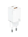 Încărcătorul de rețea USAMS T43 1xUSB-C+1xUSB 33W PD3.0 +QC3.0 Încărcare rapidă alb/white CC144TC02