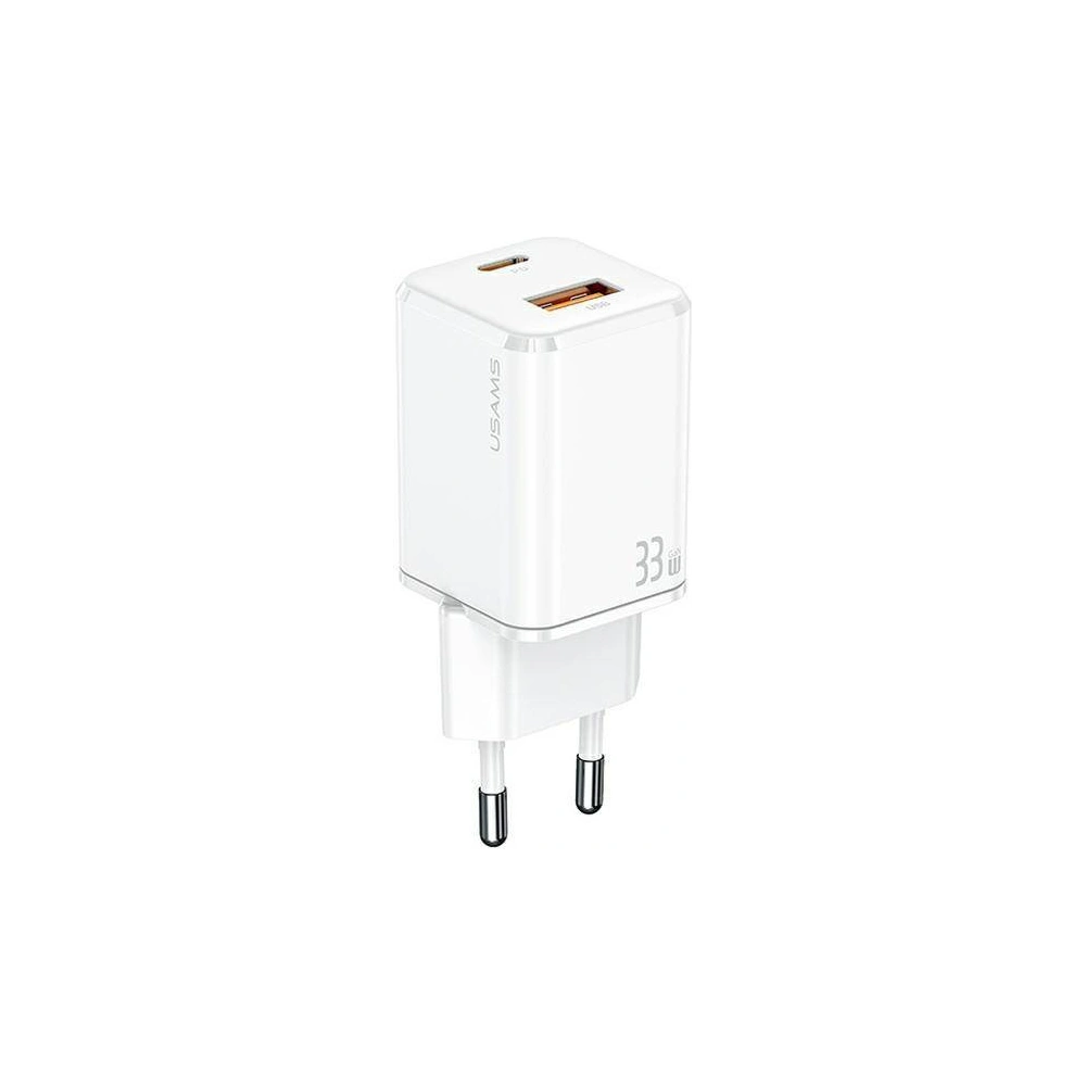 Ładowarka sieciowa USAMS T43 1xUSB-C+1xUSB 33W PD3.0 +QC3.0 Fast Charging biały/white CC144TC02