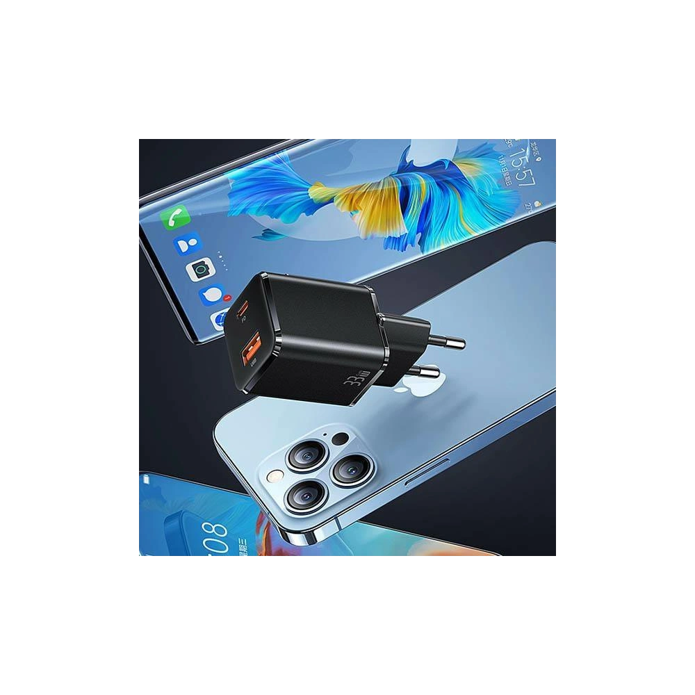 Ładowarka sieciowa USAMS T43 1xUSB-C+1xUSB 33W PD3.0 +QC3.0 Fast Charging biały/white CC144TC02