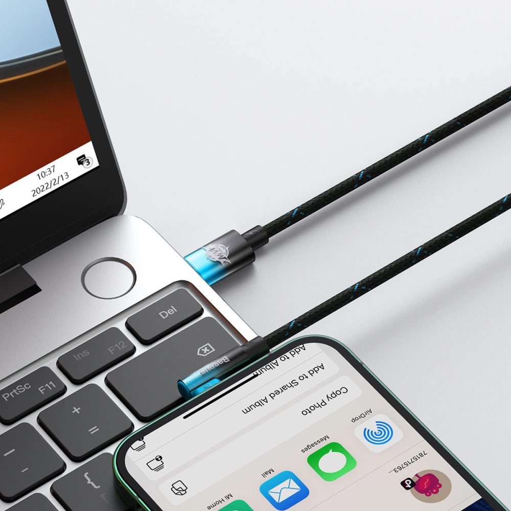 Kabel kątowy Baseus MVP 2 Elbow Power Delivery USB-C/Lightning 2m 20W niebieski