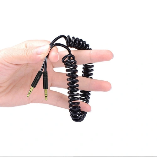 Buy Dudao long stretchable cable AUX mini jack 3.5mm spring ~ 150cm black (L12 black) - DDA5 - {ean13} - Home Screen Store Europe
