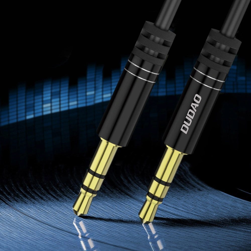Kabel audio sprężynowy Dudao AUX mini jack 3.5mm ~150cm czarny (L12)