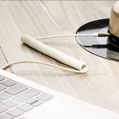 Buy Dudao long stretchable cable AUX mini jack 3.5mm spring 150cm white (L12 white) - DDA6 - {ean13} - Home Screen Store Europe