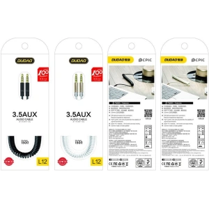 Kabel audio sprężynowy Dudao AUX mini jack 3.5mm ~150cm biały (L12)