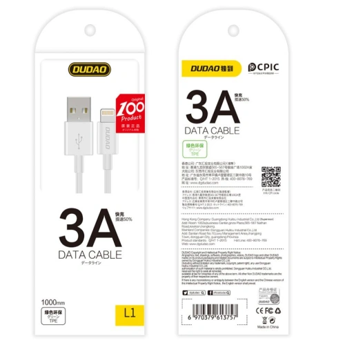 Kup Cablul Dudao USB/Lightning 3A 1m alb (L1L) - DDA8 - {ean13} - Sklep Home Screen