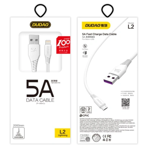 Kup Cablul Dudao USB/Lightning 5A 2m alb (L2L) - DDA12 - {ean13} - Sklep Home Screen