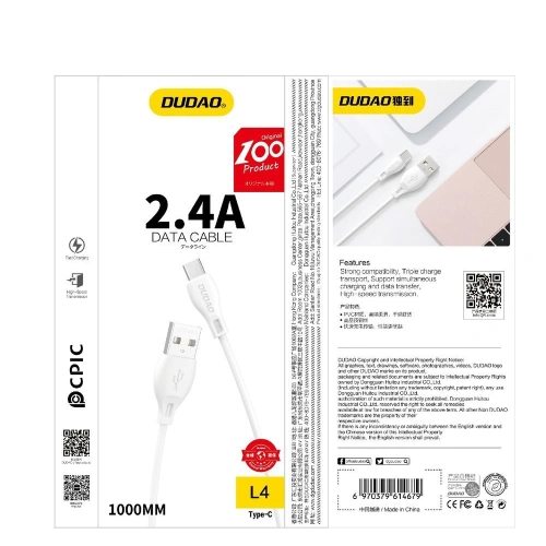 Kup Cablul Dudao USB/Lightning 2.4A 1m alb (L4L) - DDA16 - {ean13} - Sklep Home Screen