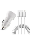 Buy Dudao car kit charger 2x USB 2.4A + cable USB 3in1 Lightning / Type C / micro USB cable white (R7 white) - DDA24 - {ean13} - Home Screen Store Europe