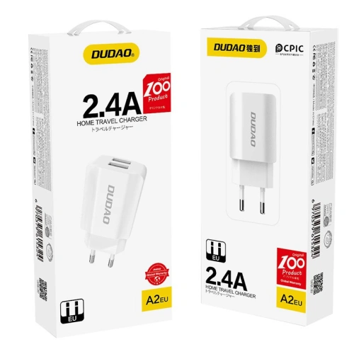 Kup Ładowarka sieciowa Dudao 2x USB 5V/2.4A biały (A2EU white) - DDA27 - {ean13} - Sklep Home Screen