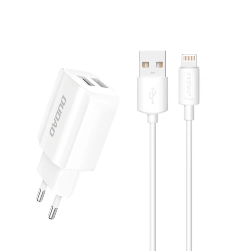 Kup Síťová nabíječka Dudao 2x USB 5V/2.4A + bílý Lightning kabel (A2EU) - DDA28 - {ean13} - Sklep Home Screen