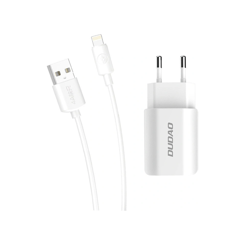 Ładowarka sieciowa Dudao 2x USB 5V/2.4A + kabel Lightning biały (A2EU)