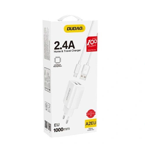 Kup Încărcător de rețea Dudao 2x USB 5V/2.4A + cablu microUSB alb (A2EU) - DDA30 - {ean13} - Sklep Home Screen