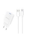 Încărcător de rețea Dudao USB 5V/2.4A QC3.0 Încărcare rapidă 3.0 + cablu USB-C alb (A3EU + Type-c alb)