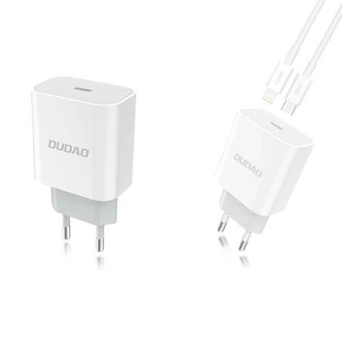 Buy Dudao fast EU USB Type C Power Delivery 18W charger + cable USB Type C / Lightning cable 1m white (A8EU + PD cable white) - DDA34 - {ean13} - Home Screen Store Europe
